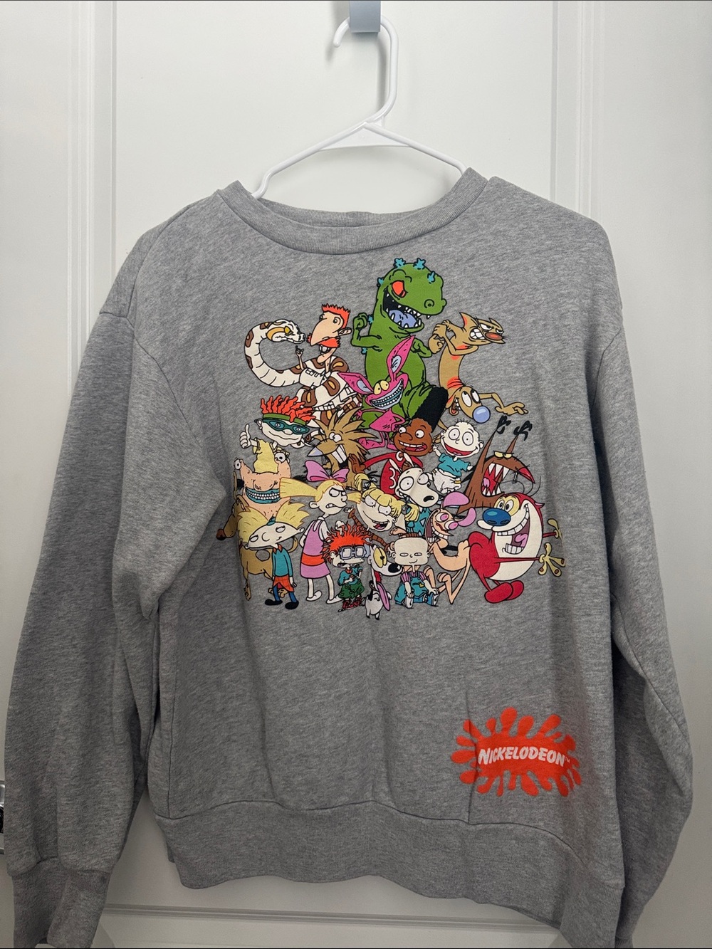 Nickelodeon Multicolor Character Collage Gray Sweatshirt